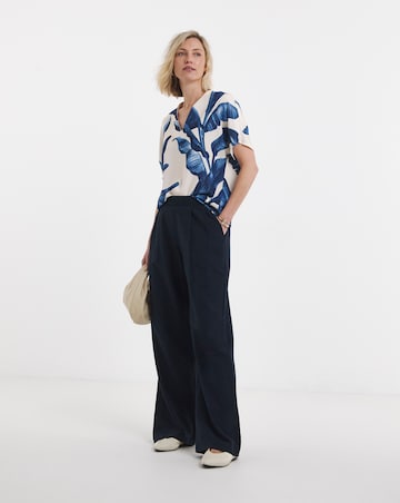 Palm Print Border Print V Neck Tunic Top