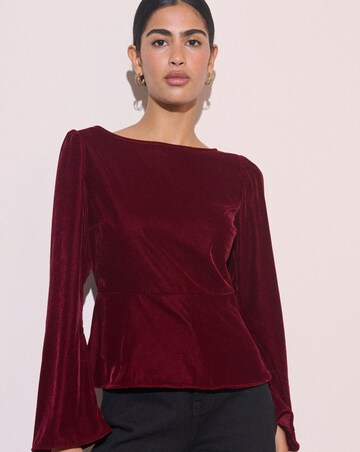 NOBODY'S CHILD EVA VELVET TOP WITH FLUTE SLEEVE
