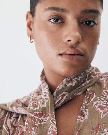 Mango Floral Tie Blouse