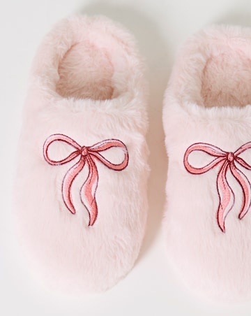 Sonnet Bow Fluffy Slippers - Extra Wide Fit (EEE)