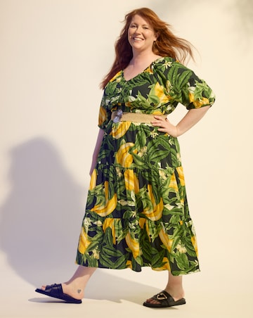 Crinkle Cotton Short Sleeve Maxi Dress