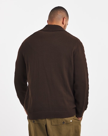 Cable Knitted Shawl Neck Cardigan