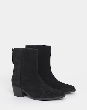 Shaundi Leather Block Heel Ankle Boots - Wide Fit (E)