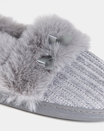 Audrey Faux Fur Trim Full Back Slippers - Extra Wide Fit (EEE)