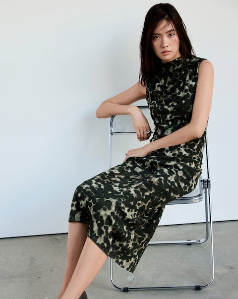 Mango Printed Mesh Dress