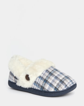 Cushion Walk Checkered Cosy Full Slippers - Wide Fit (E)