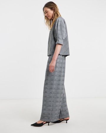 Grey Checked Raglan Sleeve Top