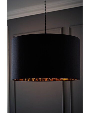 ValueLights Oasis Large Black Drum Shade with Leopard Inner 30cm