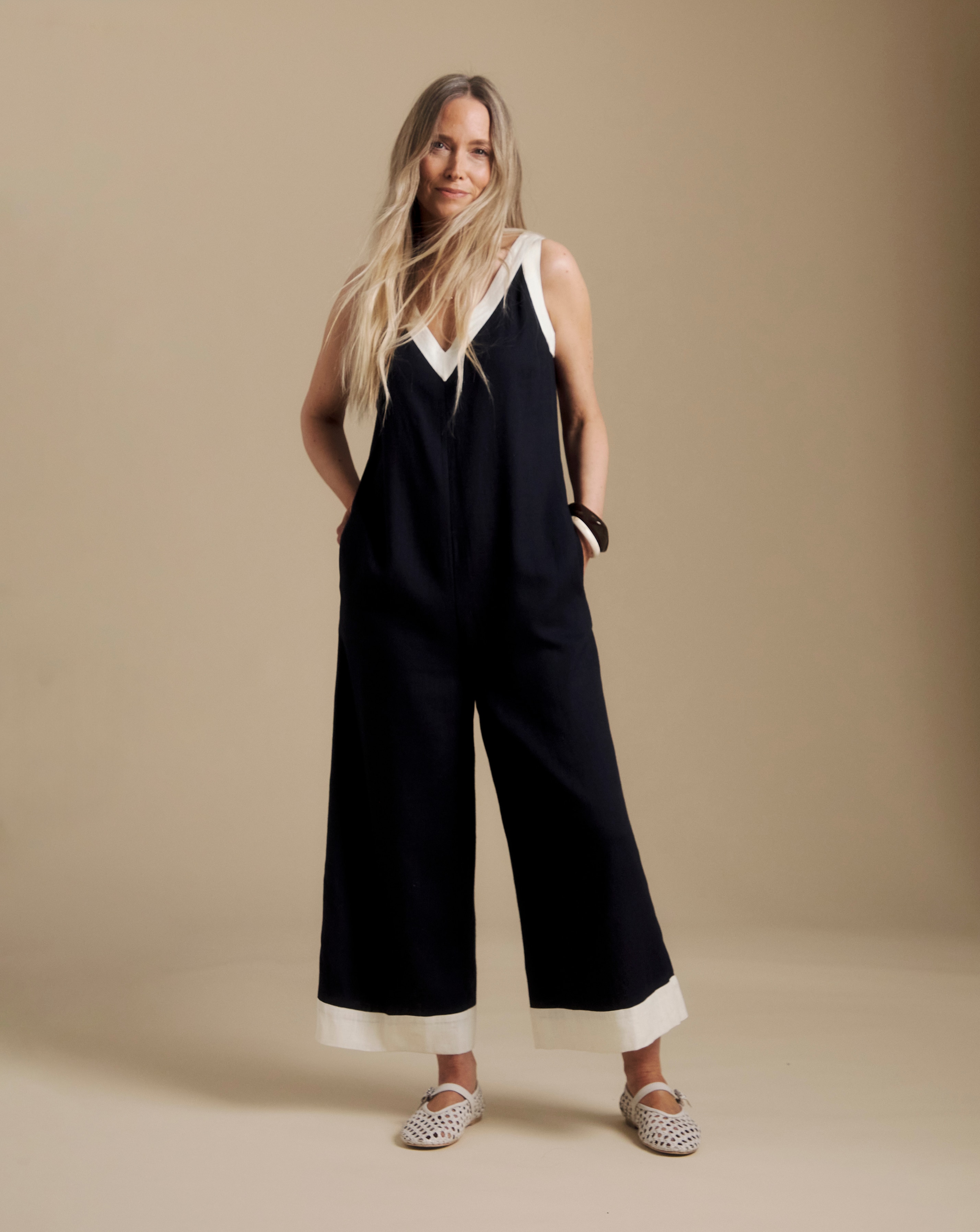 Julipa Linen Contrast Jumpsuit | JD Williams