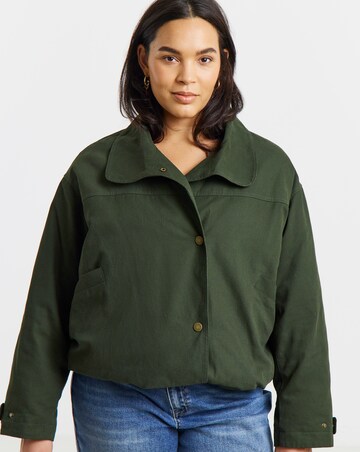 Dark Green Faux Fur Collar Parka Jacket