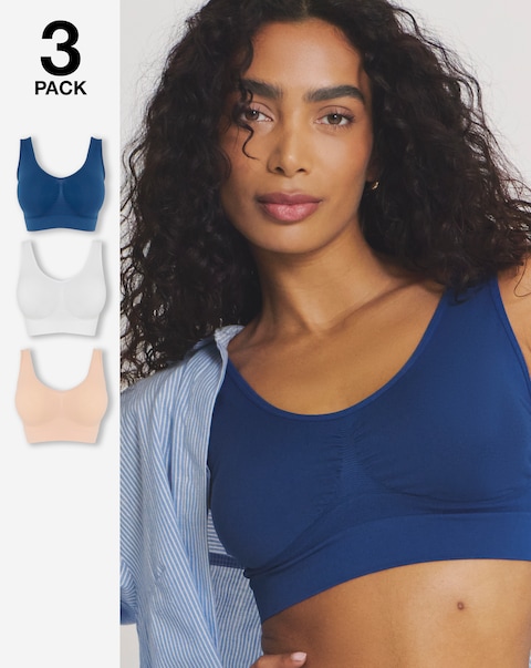 Pretty Secrets (3 Pack) Comfort Tops (Fits A-D) Navy/Blush/White
