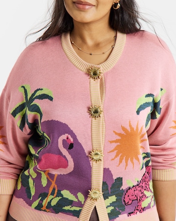 Tropical Landscape Graphic Print Cardigan
