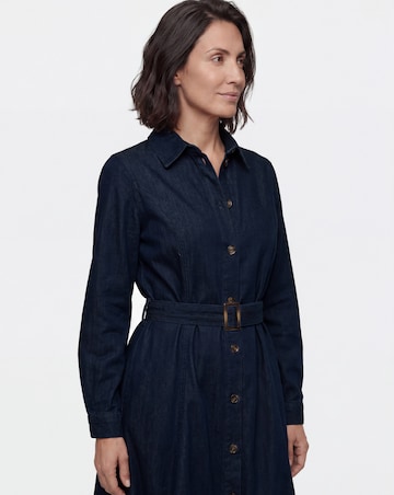 Indigo Belted Denim Midi Dress