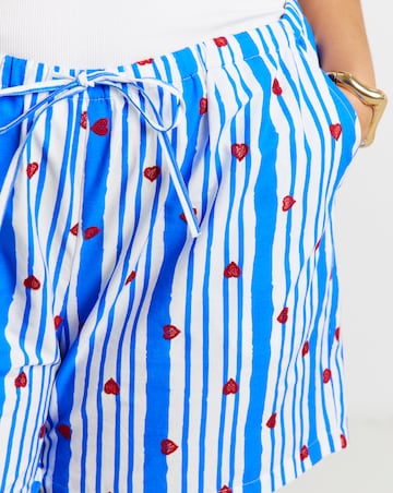 Blue Stripe Embroidered Short