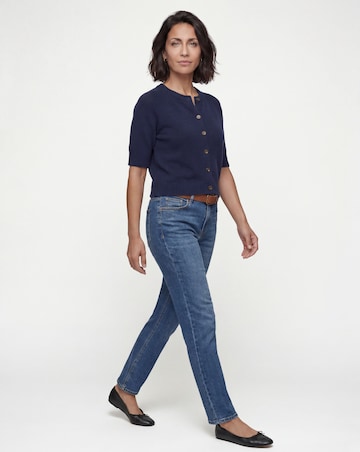 Blue Fine Knit Short Sleeve Cardigan