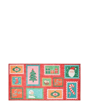 Christmas Stamps Washable Large Doormat