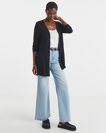 Black Edge to Edge Jersey Cardigan
