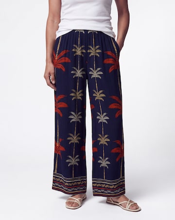 Viscose Crinkle Pull On Wide Leg Trouser