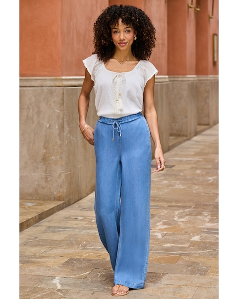 Sosander Light Wash Drawcord Denim Trouser
