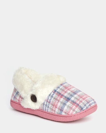 Cushion Walk Checkered Cosy Full Slippers - Wide Fit (E)