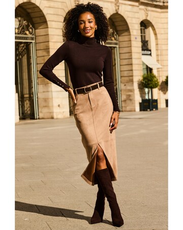 Sosandar Luxe Faux Suede Pencil Skirt