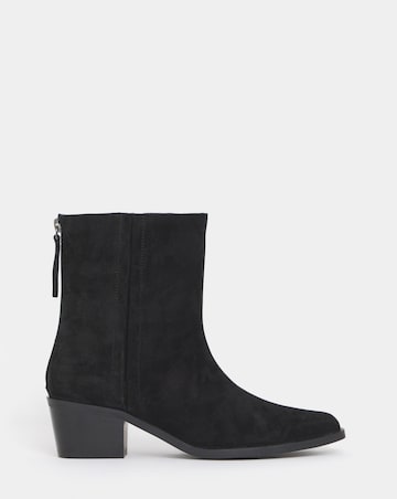 Shaundi Leather Block Heel Ankle Boots - Wide Fit (E)