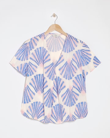 Julipa Printed Crinkle Short Sleeve Top