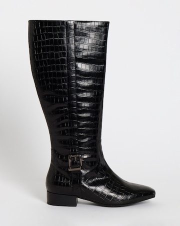 Roxy Knee High Buckle Riding Boots - Wide Fit (E) & Curvy Calf