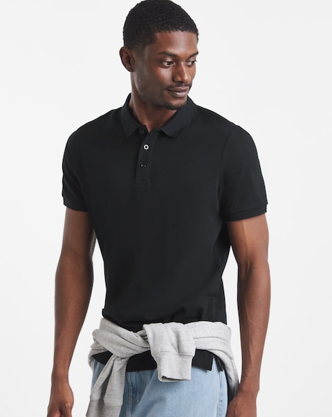 Pure Cotton Pique Polo- Black