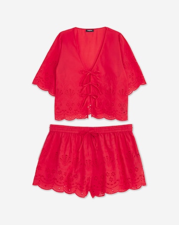 Simply Be Cotton Beach Broderie Shirt And Short Co-Ord Set