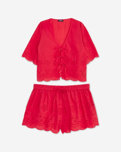 Simply Be Cotton Beach Broderie Shirt And Short Co-Ord Set