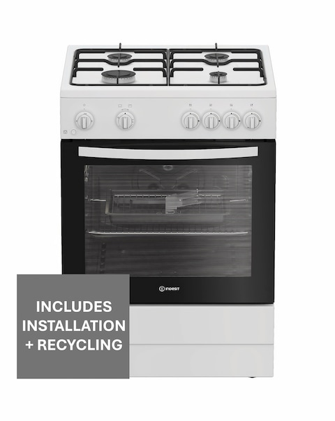 Indesit I6GGMMW/UK 60cm Gas Single - White + Installation