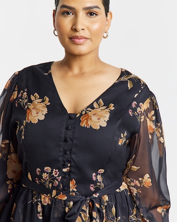 Simply Be Black Floral Skater Dress