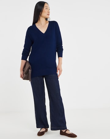 Navy Slouchy V Neck Tunic