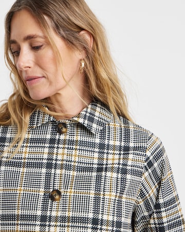 Hooded Check Print Trench Car Coat