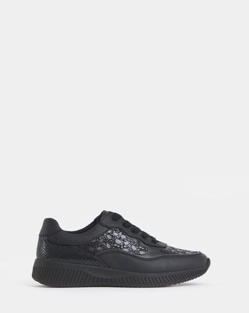 Heavenly Soles Rosetta Lace Up Patterned Leather Trainer - Wide Fit (E)