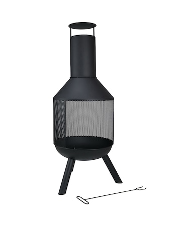 Charles Bentley Round Black Steel Chimenea