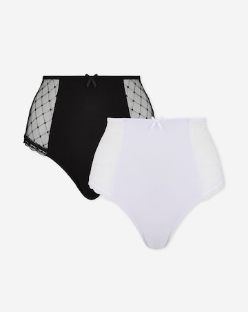 Pretty Secrets (2 Pack) Rachel Embroidery Deep Briefs Black/White