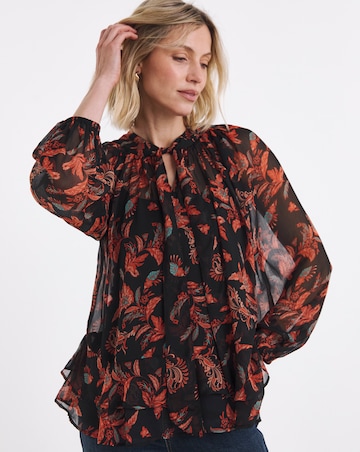 Paisley Print Tie Neck Georgette Blouse