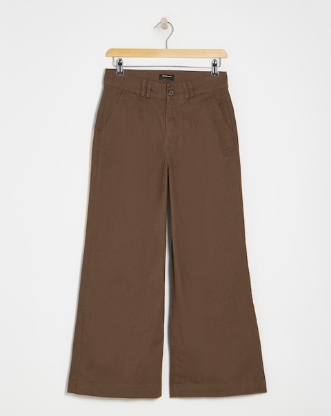 Chocolate Stretch Wide Leg Chino Trouser
