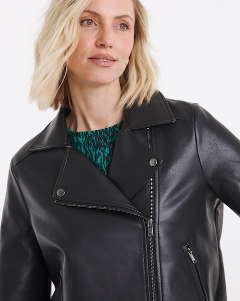 Black Faux Leather Biker Jacket