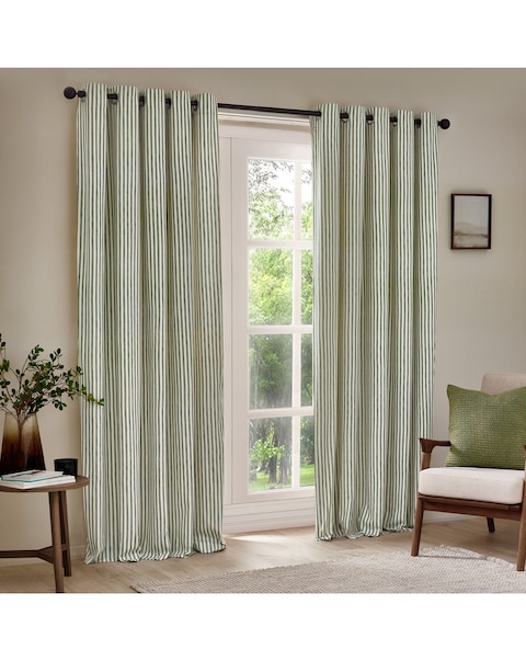 Yard Hebden Striped 100% Cotton Eyelet Lined Curtains