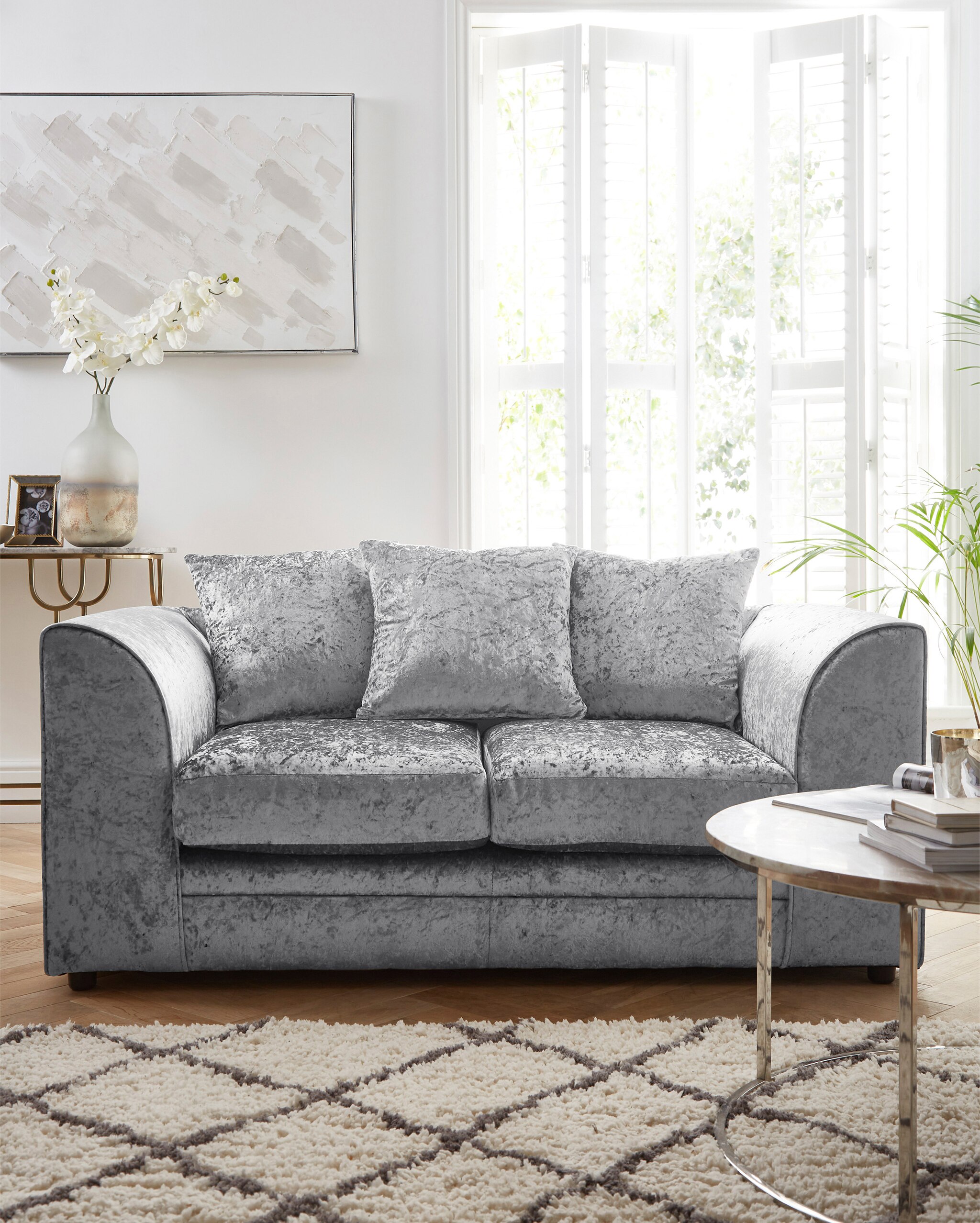 Velour grey sofa