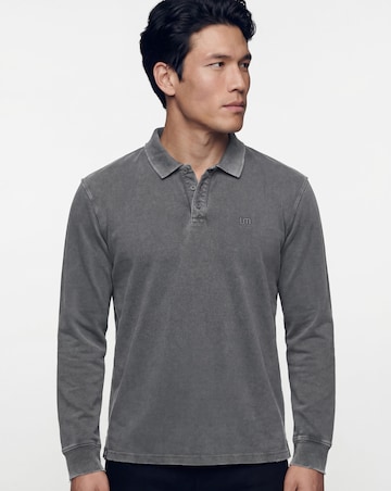 Union Garment Dyed Long Sleeve Polo-Grey
