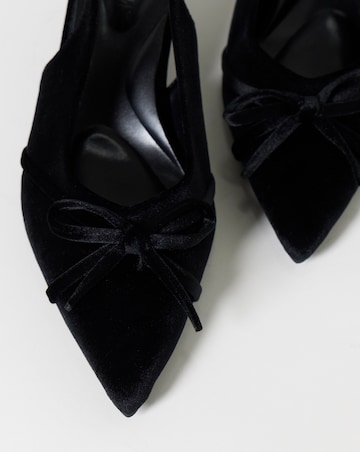 Leila Velvet Bow Slingback Heeled Shoes - Wide Fit (E)