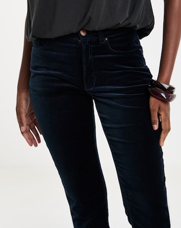 Dark Teal Velvet Slim Leg Jeans