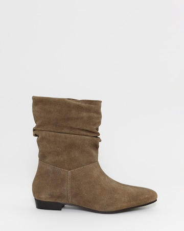 Hetty Ruched Suede Ankle Boots - Wide Fit (E)