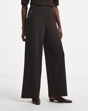 JDY Button Jersey Trouser Chocolate