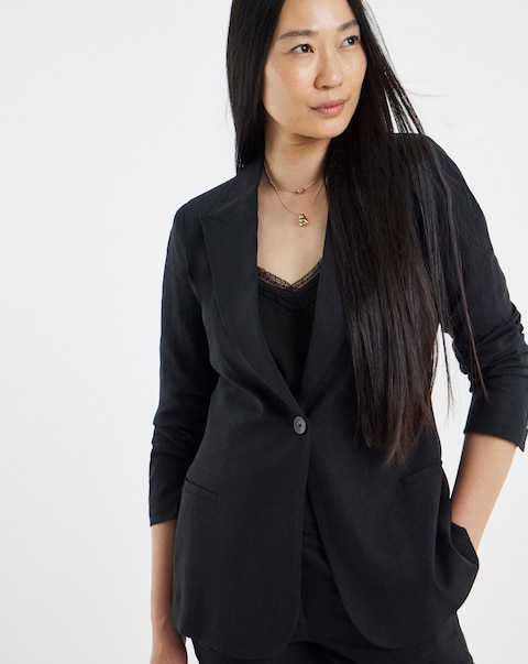 Black Linen Mix Blazer