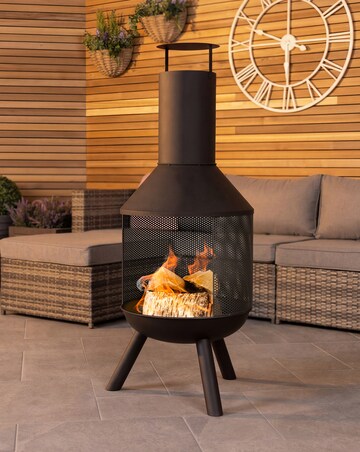 Charles Bentley Round Black Steel Chimenea